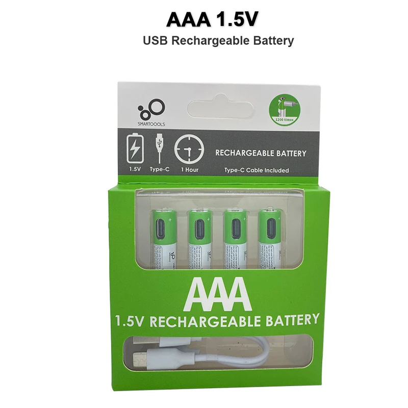 Batterie Ricaricabili Usb Aaa Da 1.5V Batteria Agli Ioni Di Litio Da 550 Mwh 360Mah Per Mouse Telecomandato Cavo Elettrico Di Tipo C Originale