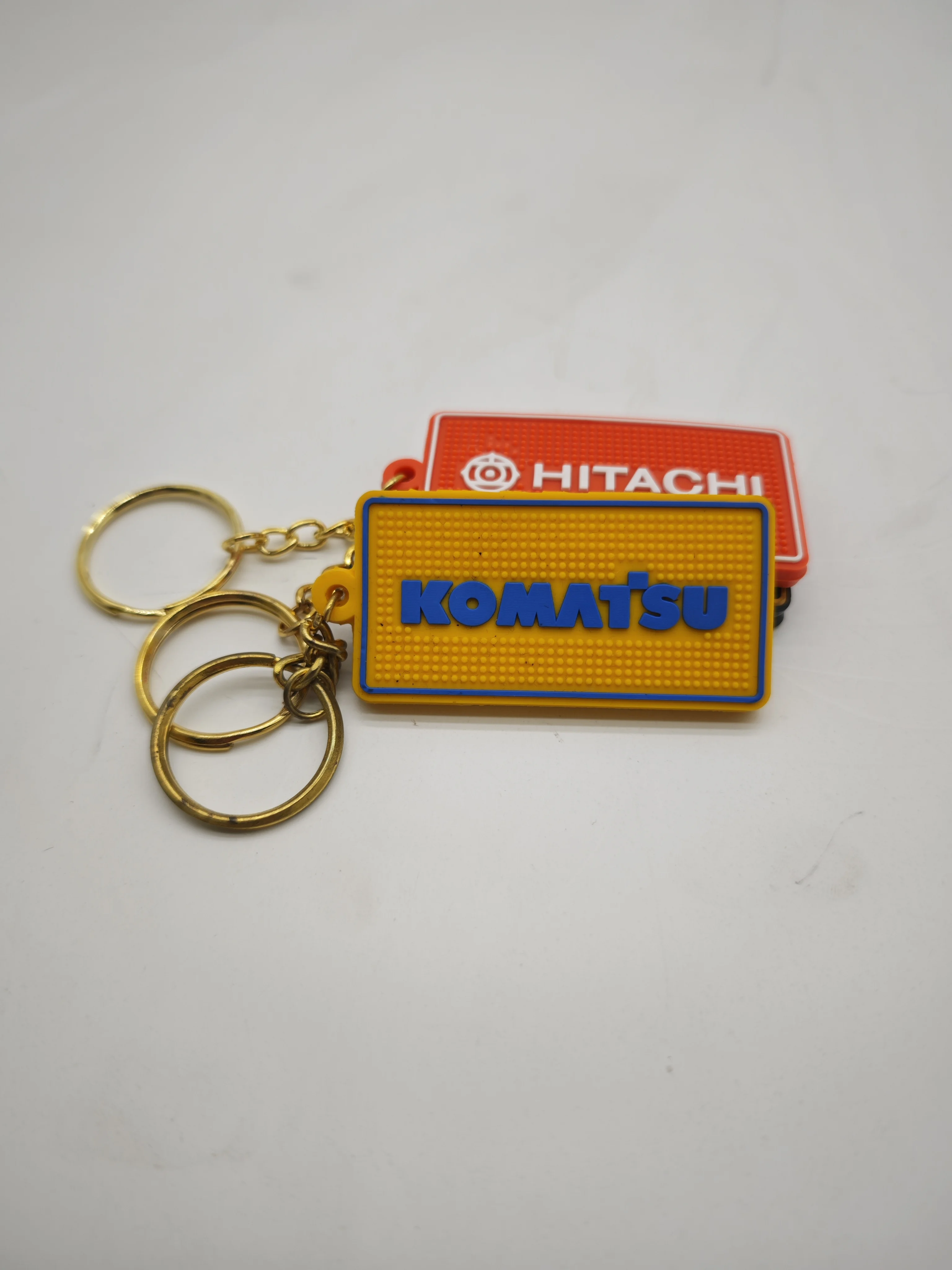excavator Keychain key ring Hitachi caterpillara Rubber rectangular chain plate