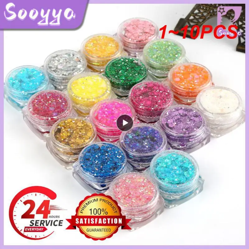 1 ~ 10 Pezzi Fai Da Te Vibrant Paillettes Ombretto Shimmer Mermaid Nail Hair Body Face Holographic Party Festival Glitter