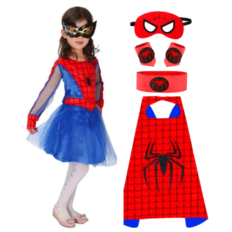 Bambini ragazze Spidergirls Costume Cosplay regali di compleanno ragno  giocattolo orologio mantello vestito per abbigliamento per bambini