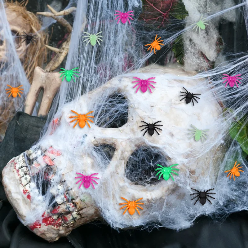 50-200Pcs Multicolor Mini Spiders For Halloween Party Spider Web Decoration Haunted House Home Table Horror Props Kid Tricky Toy