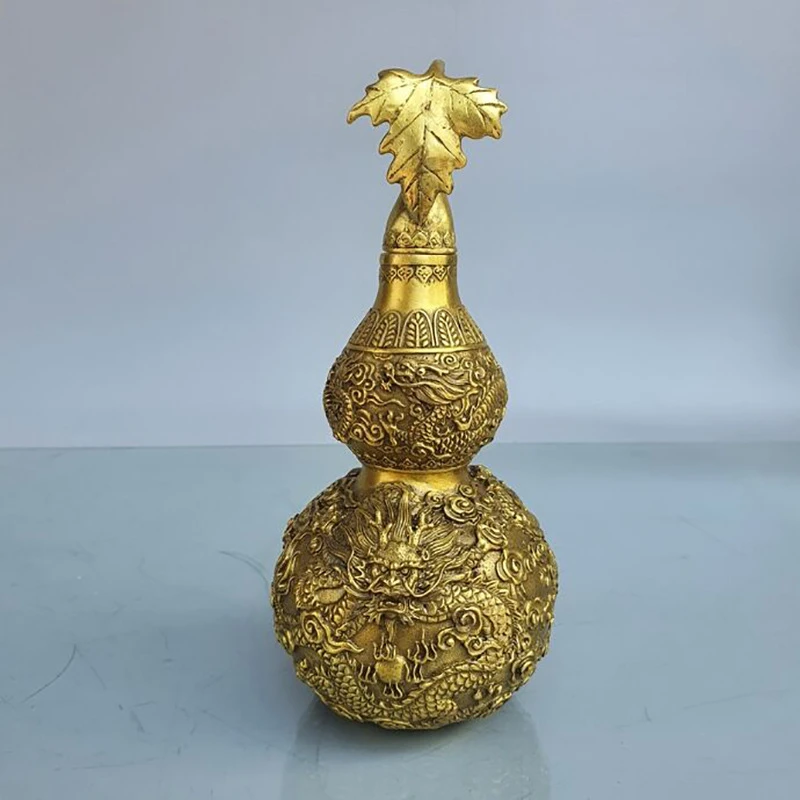 

Valuable Collection of Brass Carved Fengshui Gourd Lucky Dagong Statue to Repel Evil and Protect Peace Exquisite Metal Crafts