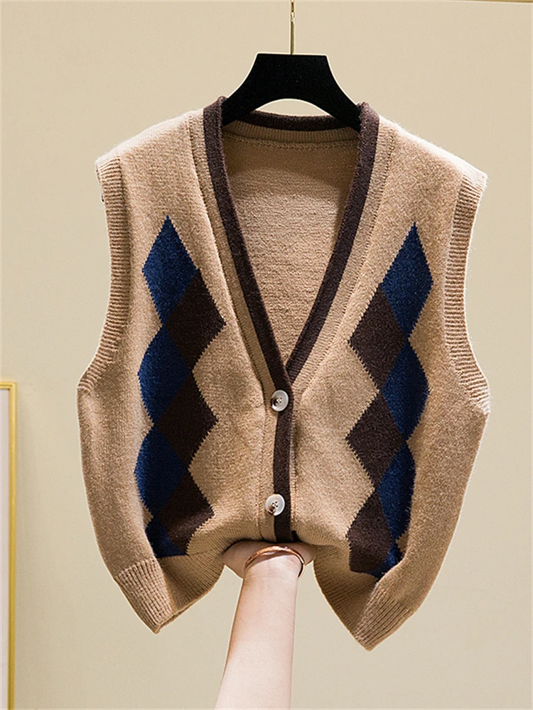Winter Women Knitted Vest Sweater Oversize Girls Sweater Woman Cashmere Tops Sleeveless Tank Pullover Fall Maxi Vintage Y2k