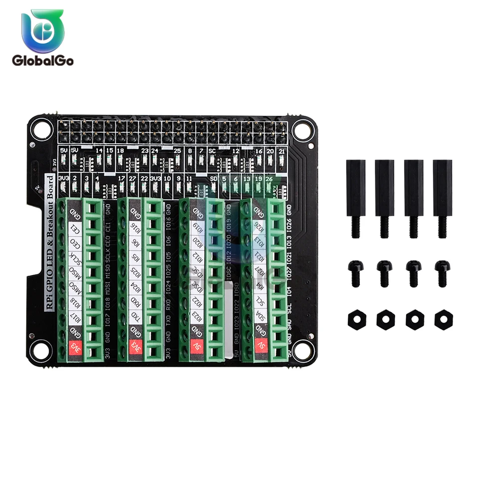 Módulo De Bloque De Terminales Con LEDs Para Raspberry Pi (A+, B+, 3B, 4B, Etc.)
