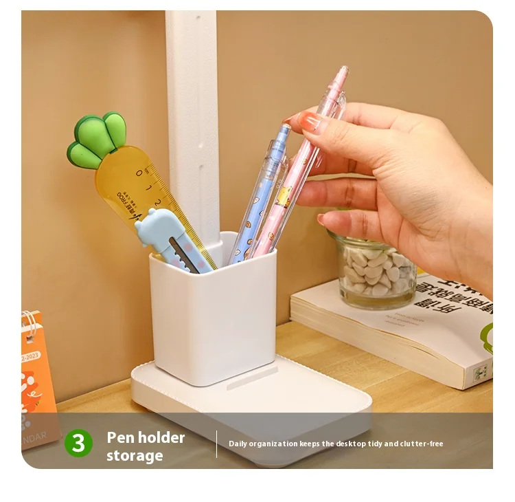 LED double-head desk lamp, 3-level dimmable touch night light, USB rechargeable, eye-protection, foldable bedside reading desk