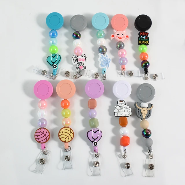 Silicone Bubblegum Beads Clouds Badge Reel For Holder With Alligator Clip  Retractable ID Card For Teacher Nurse Gift 2023 New - AliExpress