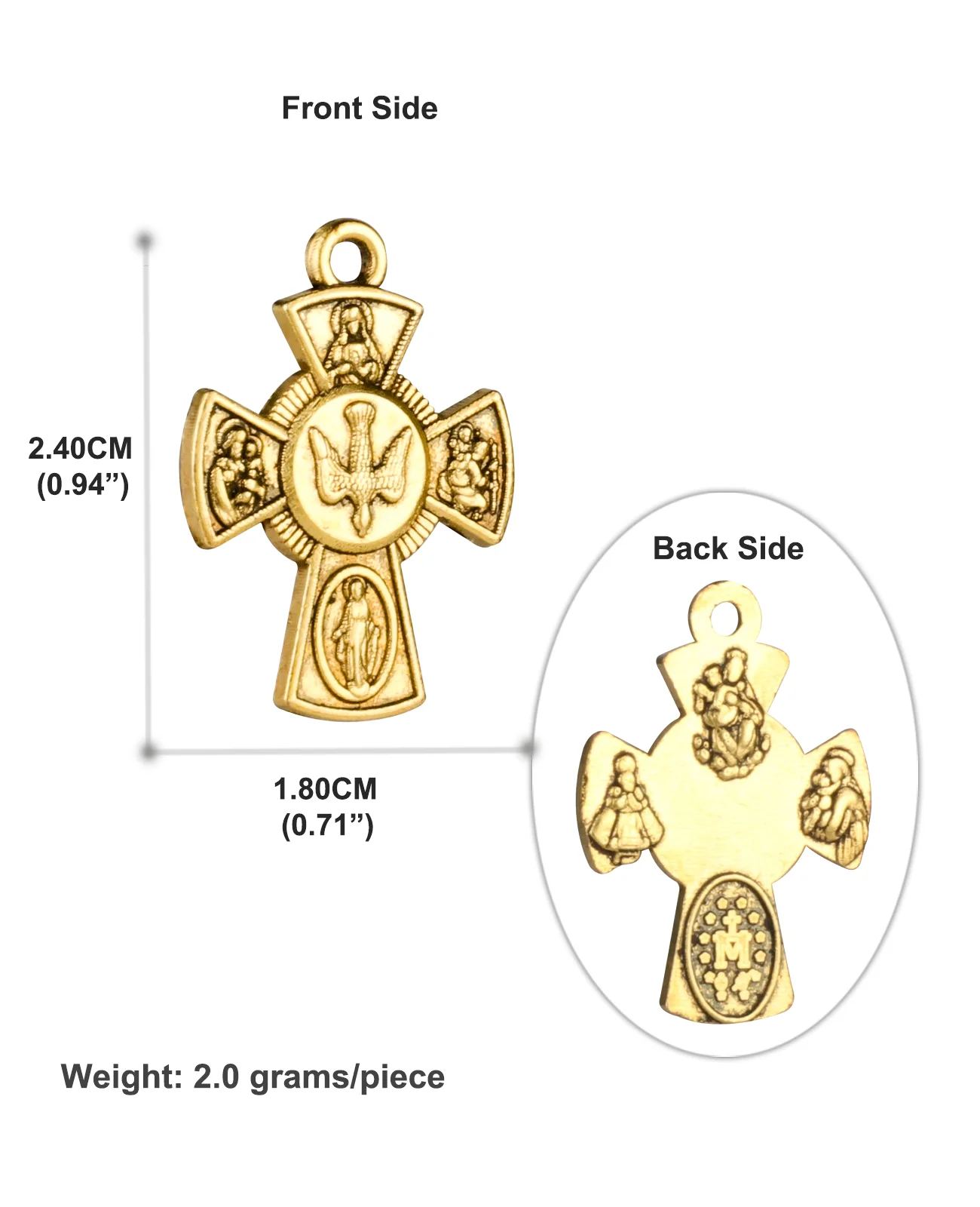 Diyalo 20 Teile/los Vier-Wege Taube Medaille Charms Kreuz Anhänger mit Jungfrau Maria Heiliges Herz St.joseph Muster DIY Schmuck Machen teil – Detail 1