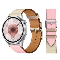 Elegant Leather Wristband Replacement for Smartwatches - 20mm/22mm Strap Bracelet (Rose - craie)