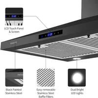 Range Hood Black,Wall Mounted Range Hood 30 inches,Black Kitchen Hoods with Touch Controls,Stainless Steel Range Hood 2