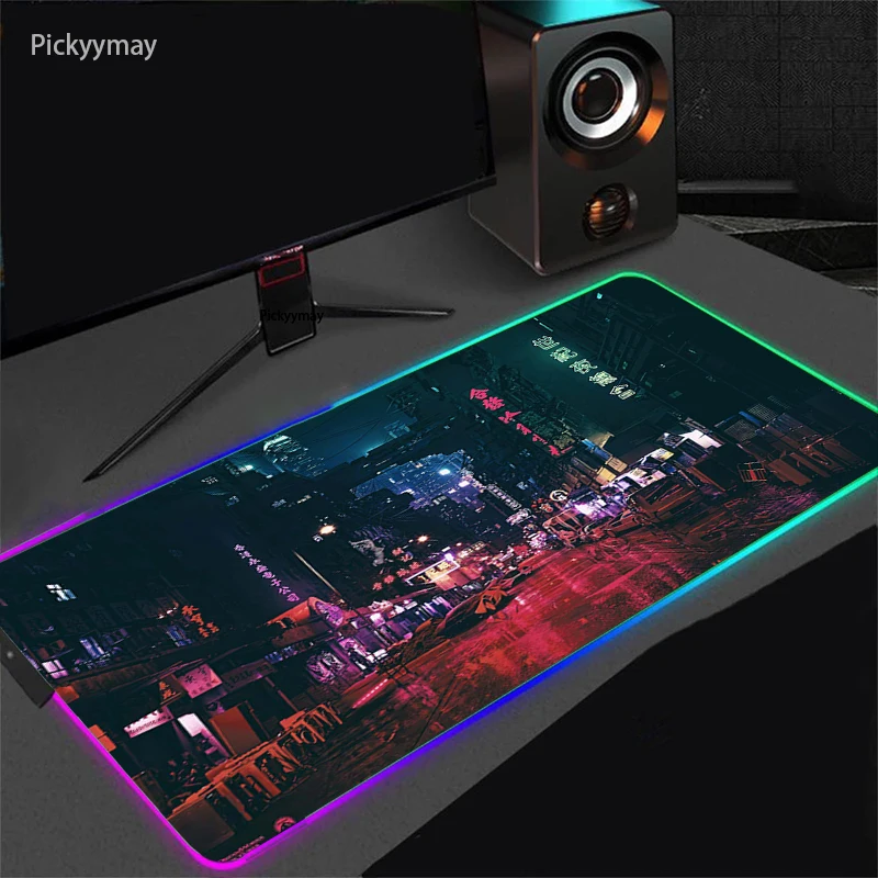 

RGB игровой коврик для мыши призрак в корпусе большой геймерский коврик для мыши Аниме светодиодный компьютерный Настольный коврик для мыши с подсветкой