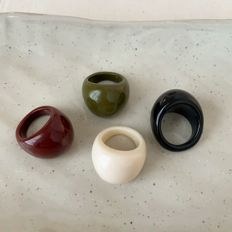 HangZhi 4pcs/set Vintage Irregular Geometric Resin Ring