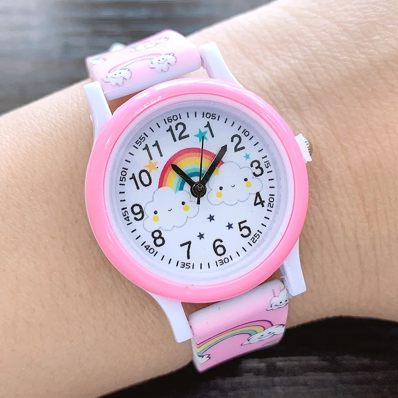 2022 New Rainbow Cloud Printed Silicone Band Children's Watch Girl cute Cartoon Quartz Watch kids watches boys girl watch