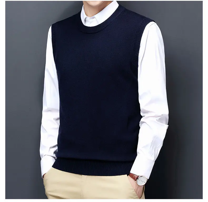 

Новинка 2022, Осенний модный брендовый однотонный пуловер, свитер, вязаный жилет с V-образным вырезом, мужская повседневная одежда высшего качества Z18