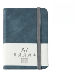 Compact Pocket Notepad with Pen Holder - A7 Mini Journal (Dark Blue)