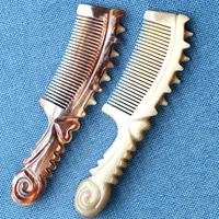 Natural White Buffalo Horn Combs Anti-Static Comb Hair Massage Comb Brushs with Pouch Bag 1