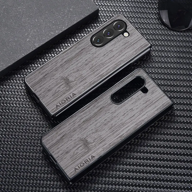 Luxury Bamboo Wood Pattern Leather Phone Case for Samsung Galaxy Z Fold6 5G