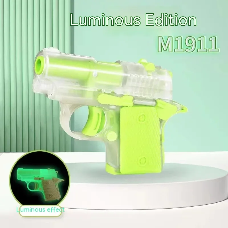 3D Gravity Model Gun Mini 1911 Toy Gun Luminous Transparent Shell Trendy Stress Relief Toys Birthday Halloween Christmas Gift