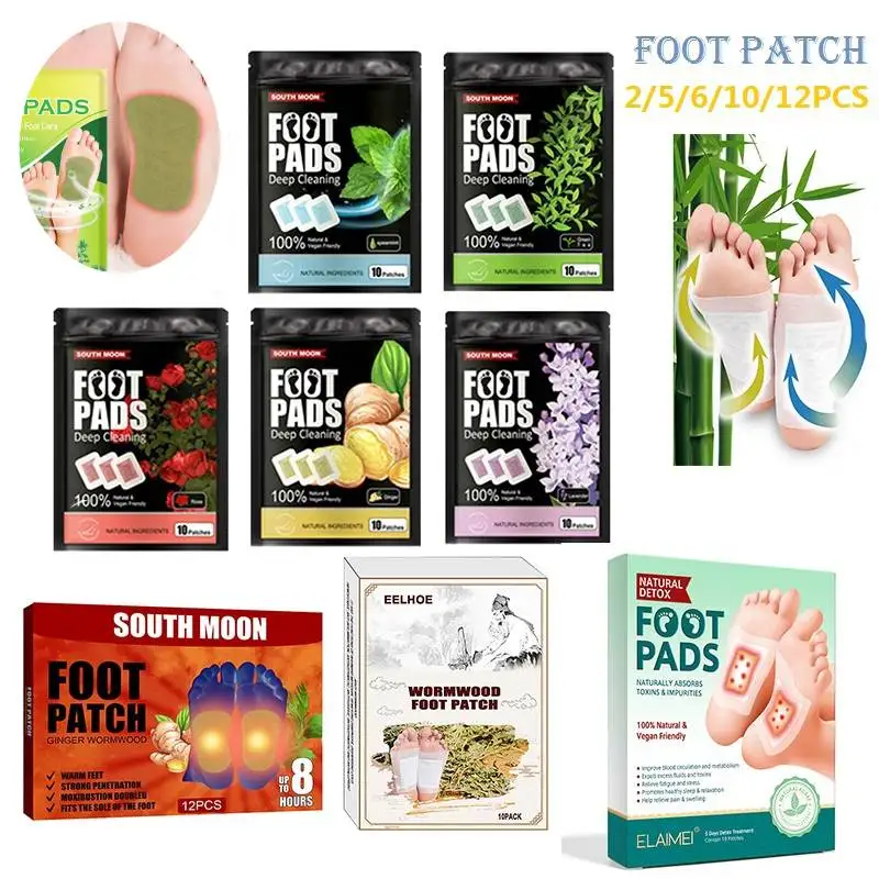 2/5/6/10pcs Detox Foot Patches Pads Body Toxins Wormwood Artemisia