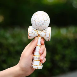 Vibrant Crack-Painted Kendama Toy for Outdoor Fun and Eye-Hand Coordination Development (White-gold)