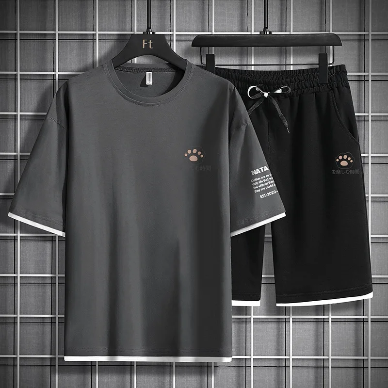 

2023 New Breathable Outdoor Mens Set Harajuku Style Bear Print Men Casual 2PC Set High Quality Plus Size Trendy Sports Set