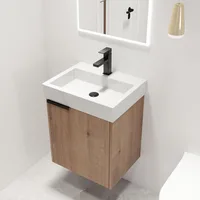 18" Floating Bathroom Vanity with Sink, 18 Inch Single Sink Wall Mounted Bathroom Vanity,1 Door and White Ceramic Basin Sink Top 1