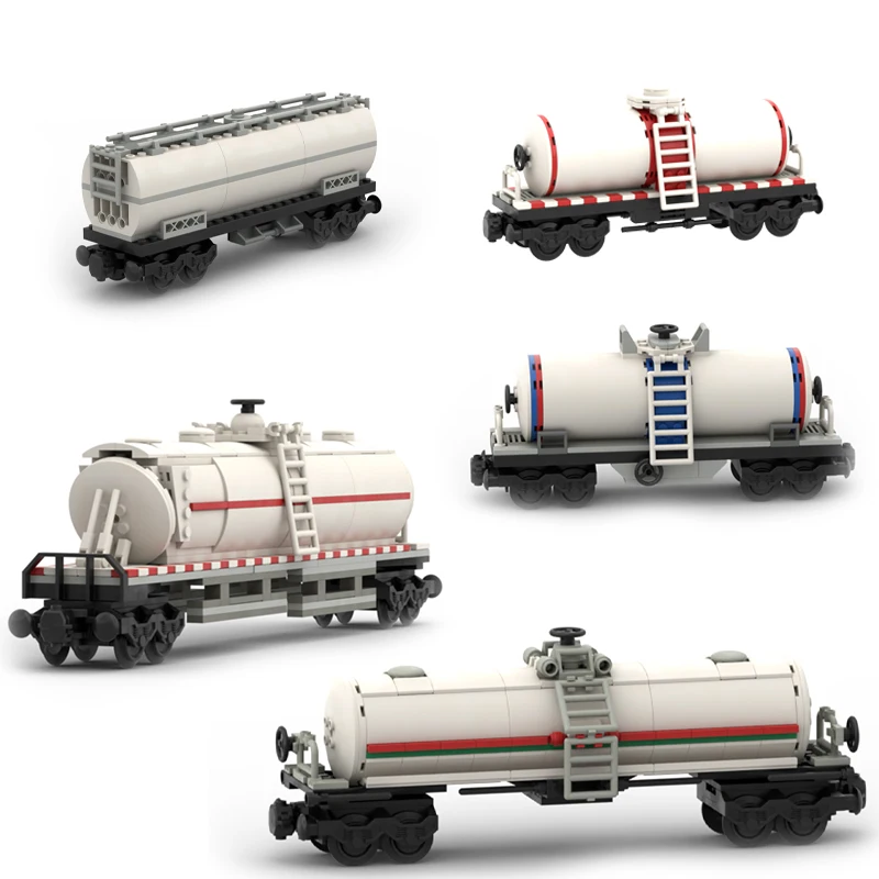 Idee Creative Per Esperti Tank Car Train Moc Oil Tanker Railway Express Bricks City Train Carriage Building Blocks Toys