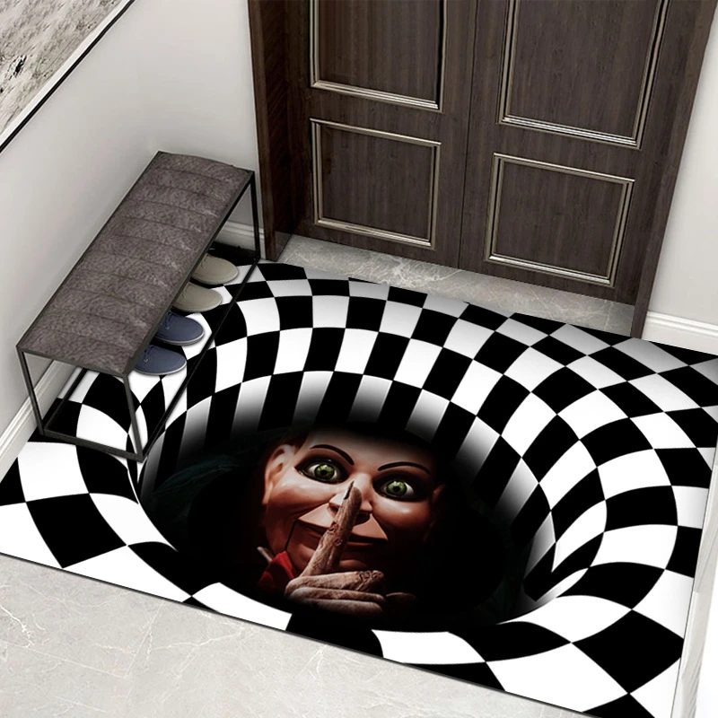 Naked Eye 3D Carpet Anti-Slip Floor Mat Area Abstract Geometric Printing Optical Home Living Room Bedroom Door