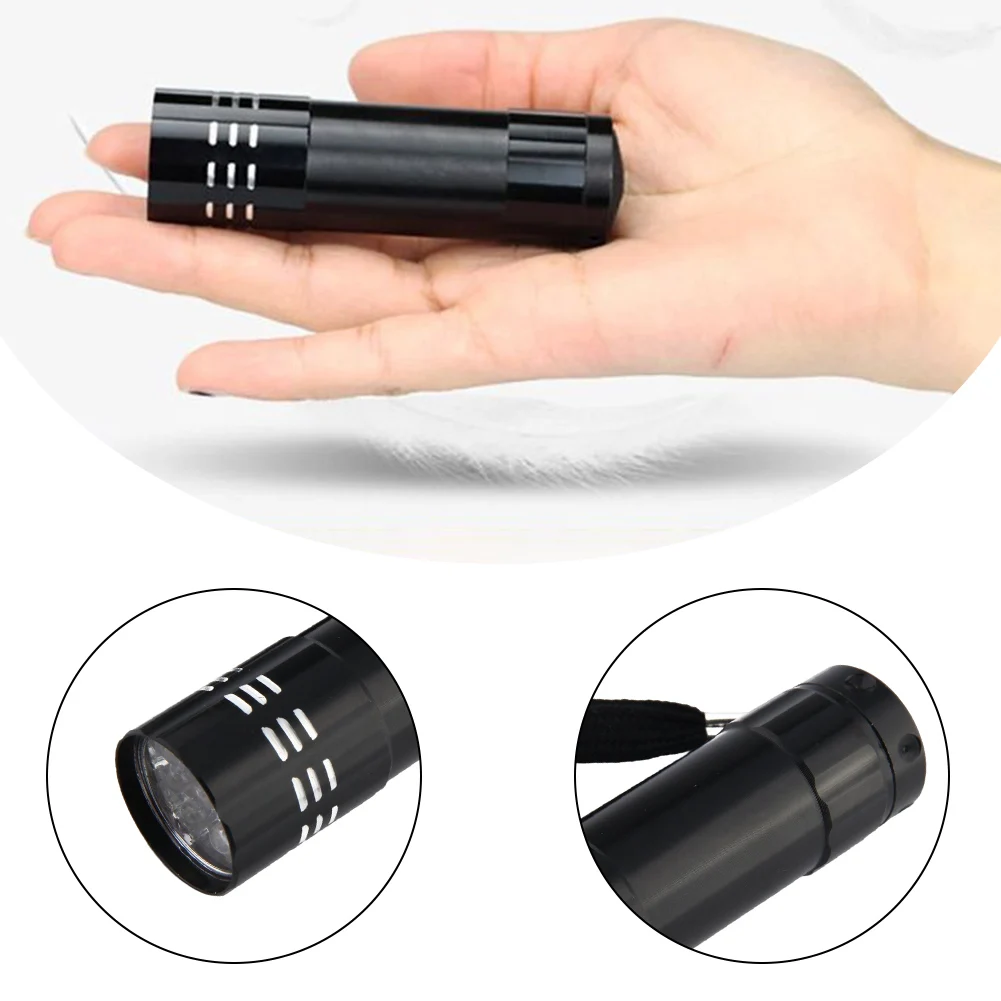 9 LED Ultraviolet LED Flashlight 50LM 395nm Scorpion Inspection Lamp Waterproof Portable for Fluorescent Agent/ Currency Test