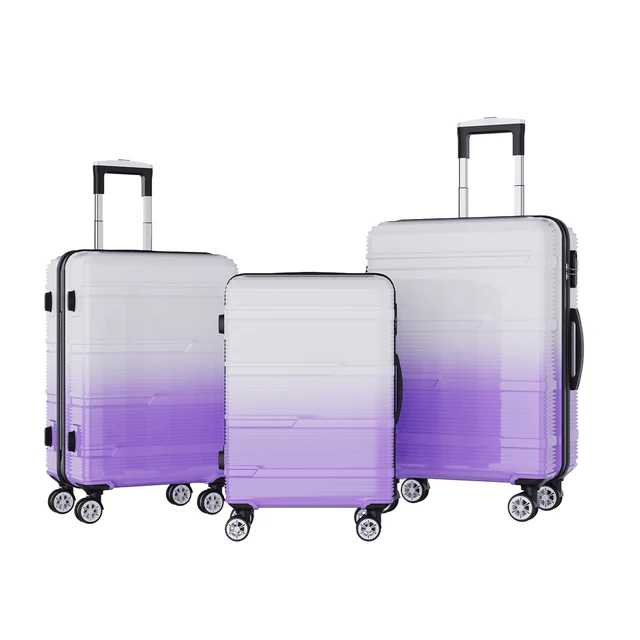 Ensemble de bagages Rosahqnda 3 pièces, valise rigide, serrure à combinaison, 360° °   Roues silencieuses Noir/Argent/Rose Violet Dégradé 1