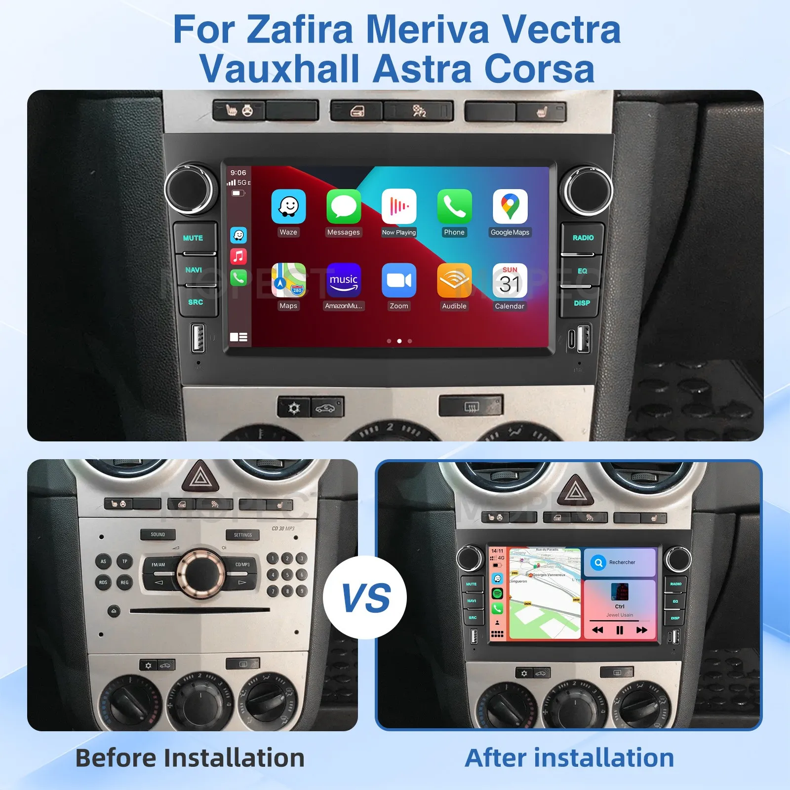 Radio estéreo para coche MOPECT de 7 pulgadas, 4+64G, para Opel Astra, Antara, Vectra, Corsa, con Android 15, Carplay, USB, GPS, navegador, pantalla táctil, WiFi, DAB y cámara. 2