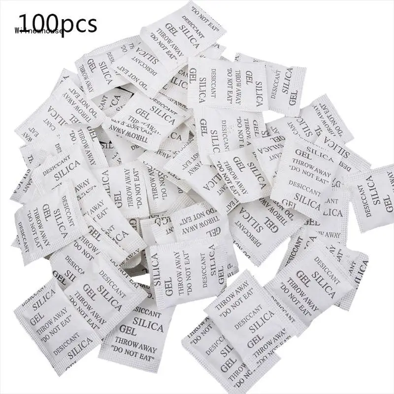 Silica Gel Desiccant Pack Non-Toxic Moisture Absorber Dehumidifier 100 Packets For Kitchen Clothes Storage Room