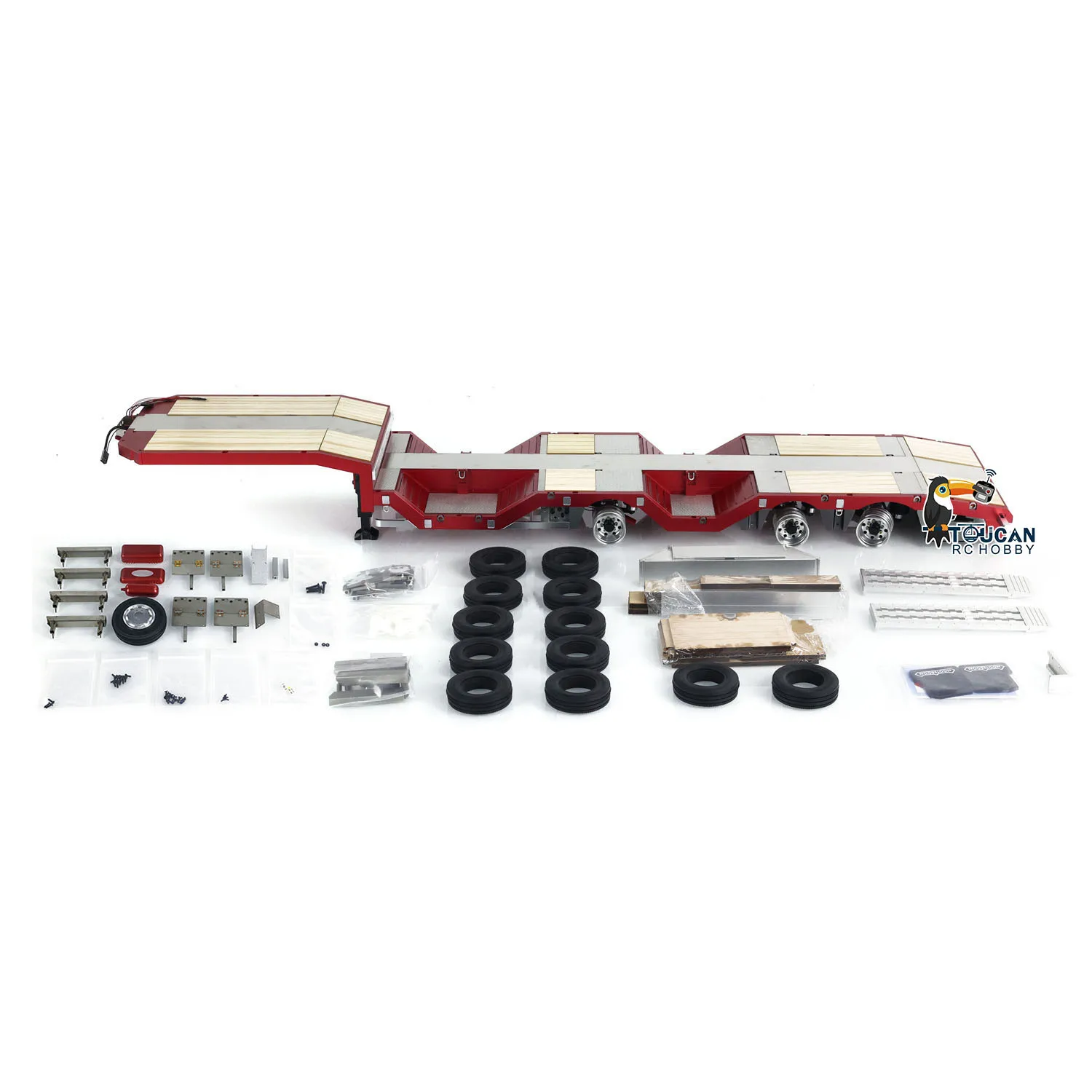 1/14 Scale RC 3 Axles Metal Trailer Extendible Trailers with LED Lights for Remote Control Tractor Truck Car DIY Models TH24281 2