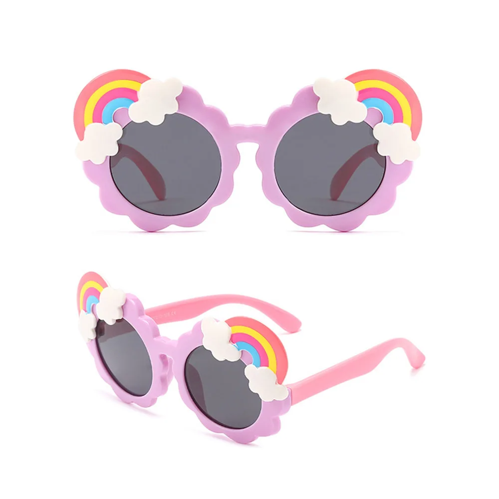 Rainbow Sung Uv Resistant Sunglass For Children Silicone Soft Sun G For Girl Boy Safety Eyewear Cute Round_voghion.com