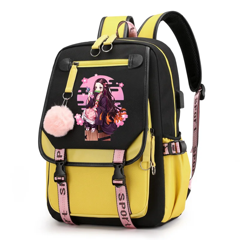 Anime Demon Slayer Backpack Kawaii School Bags Girls Boy Manga Cartoon Large Capacity Bookbag for Teenager USB Charging Backpack 3