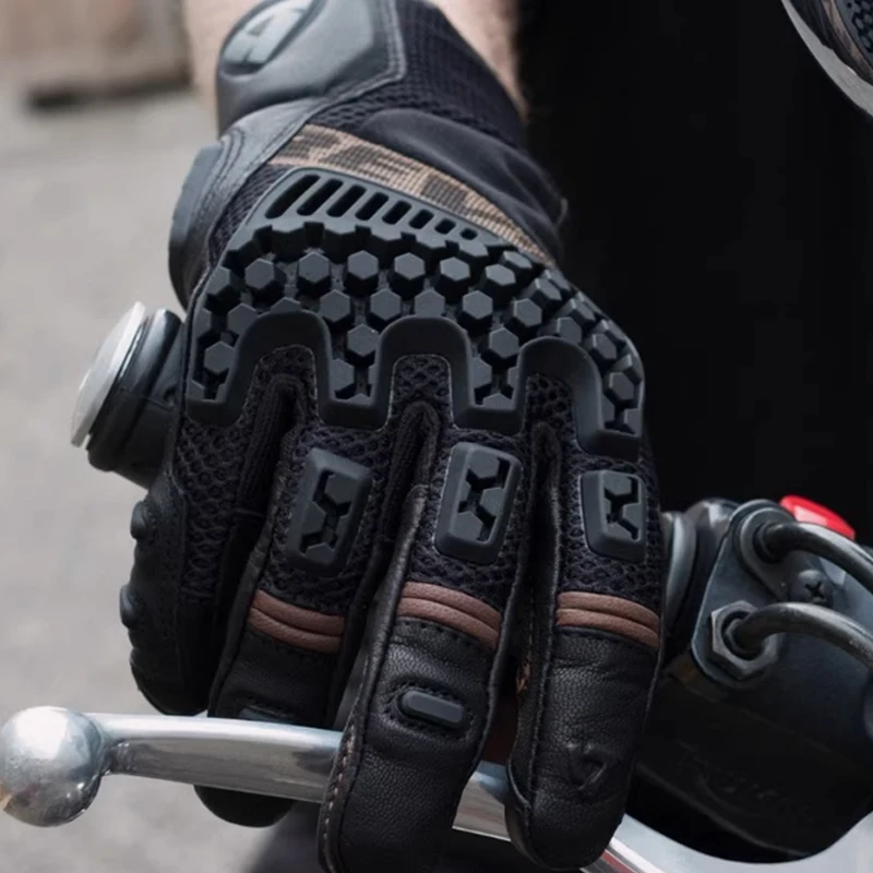 New REVIT Desert 3 PRO motorcycle riding gloves made of genuine leather, breathable, touch screen, and anti fall gloves 3