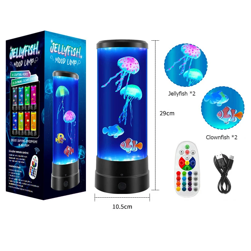 JellyfishLampLEDAquariumNightLightRemoteControl17Colors
