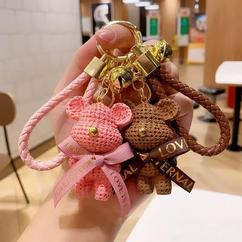 Creative Bear Keychain Cute Bear Keychain Jewelry Resin Trinket Kids Girls Gift Women Bag Charms Phone Doll Pendant Car Keyring