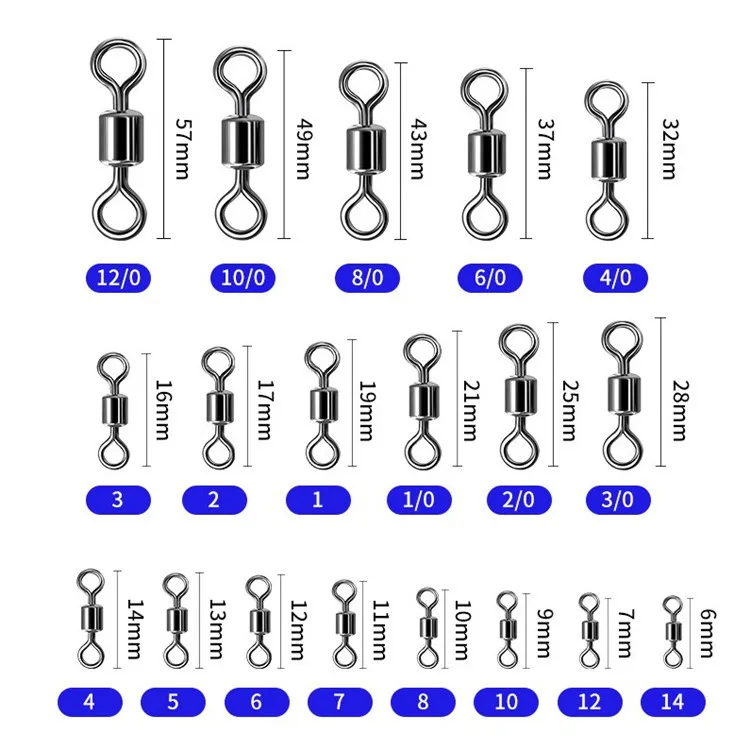 Fishing Swivels 100PCS/Lot Ball Bearing Swivel with Safety Snap Solid Rings Rolling Swivel for Carp Fishing Accessories
