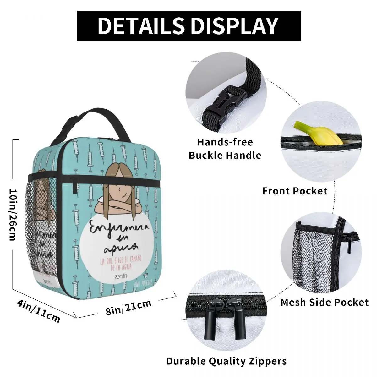 Custom Enfermera En Apuros Doctor Nurse Medical Lunch Bag Women Thermal Cooler Insulated Lunch Boxes for Kids School Children 5
