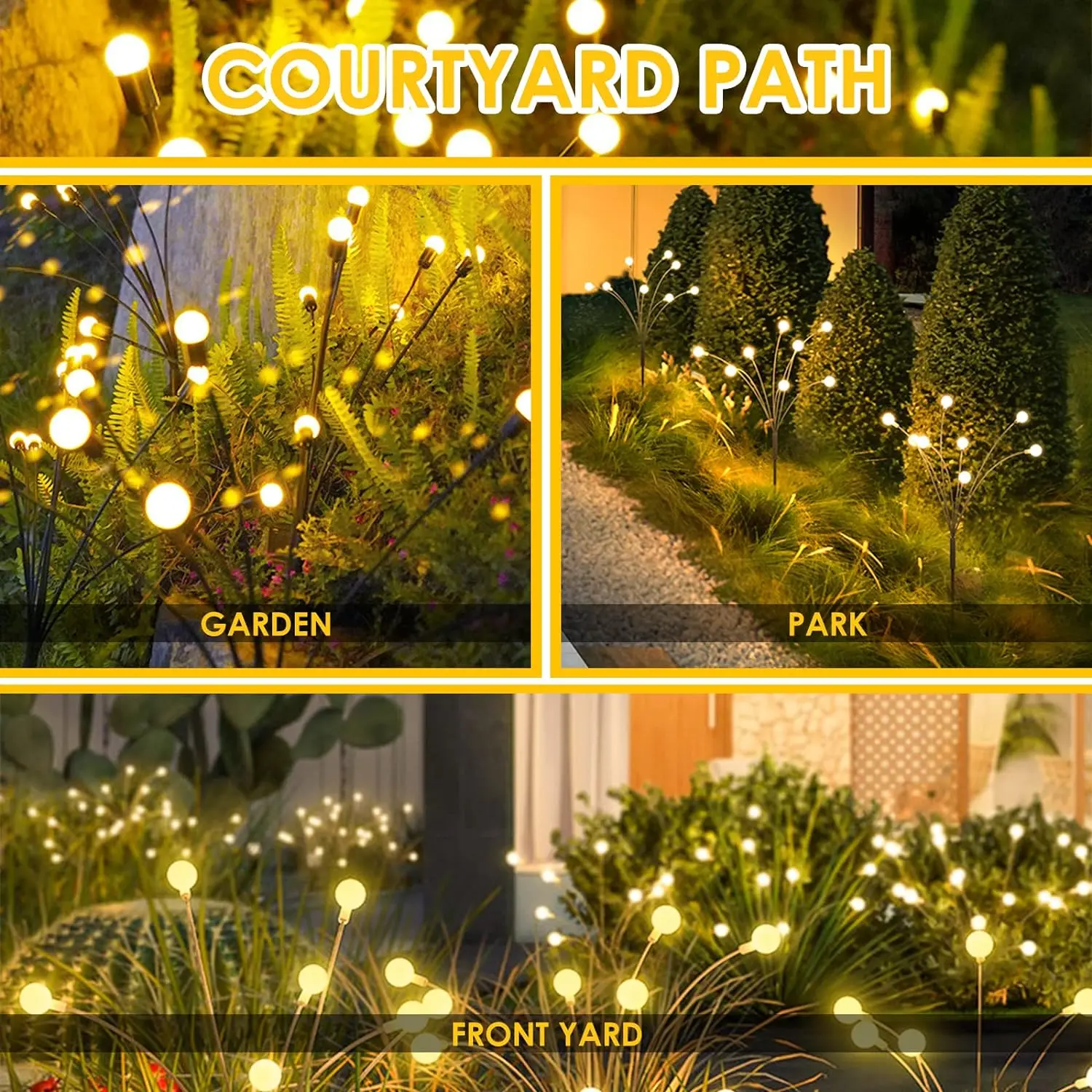 Solar Firefly Light RGB/Warm White Color 6LED Garden Lights Outdoor Sway by Wind Waterproof for Garden Pathway Decoration