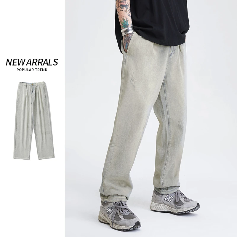 

2022 Autumn Brand Classic Quality Clothing Men's Straight Loose Jeans Hip Hop High Street Simple American Harem Jeans