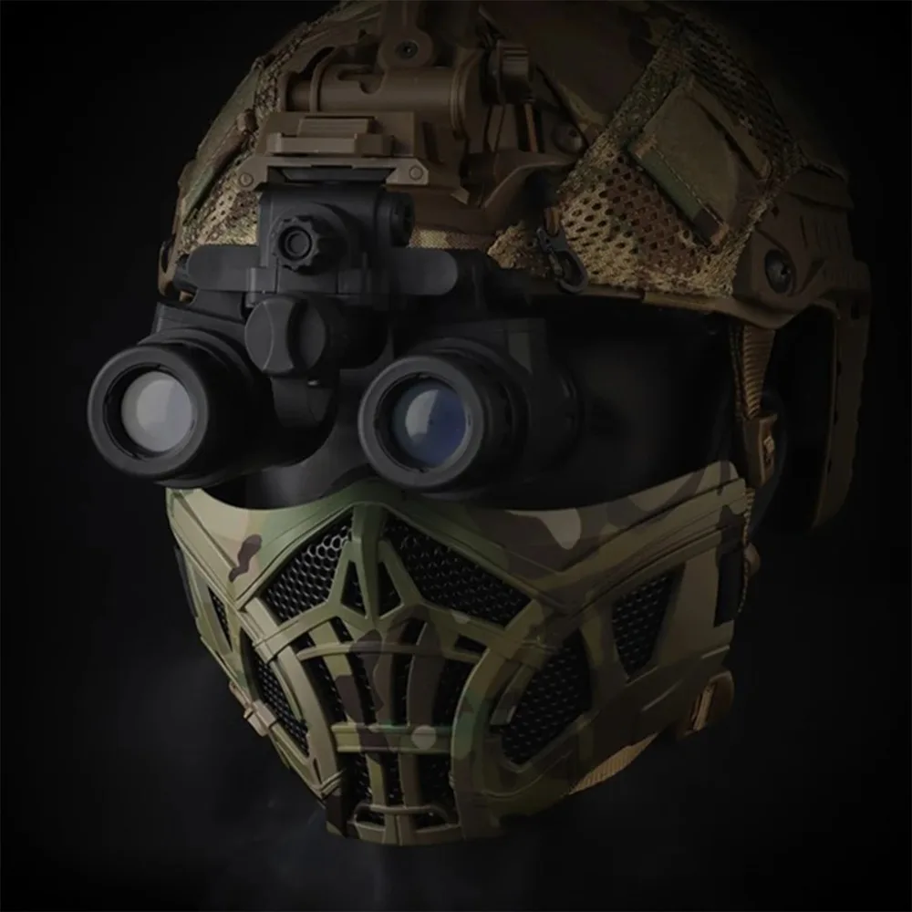 Tactical Airsoft Half Face Mask Inner Silicone Design Breathable Halloween Mesh Masks for CS Hunting Paintball Shooting Cosplay