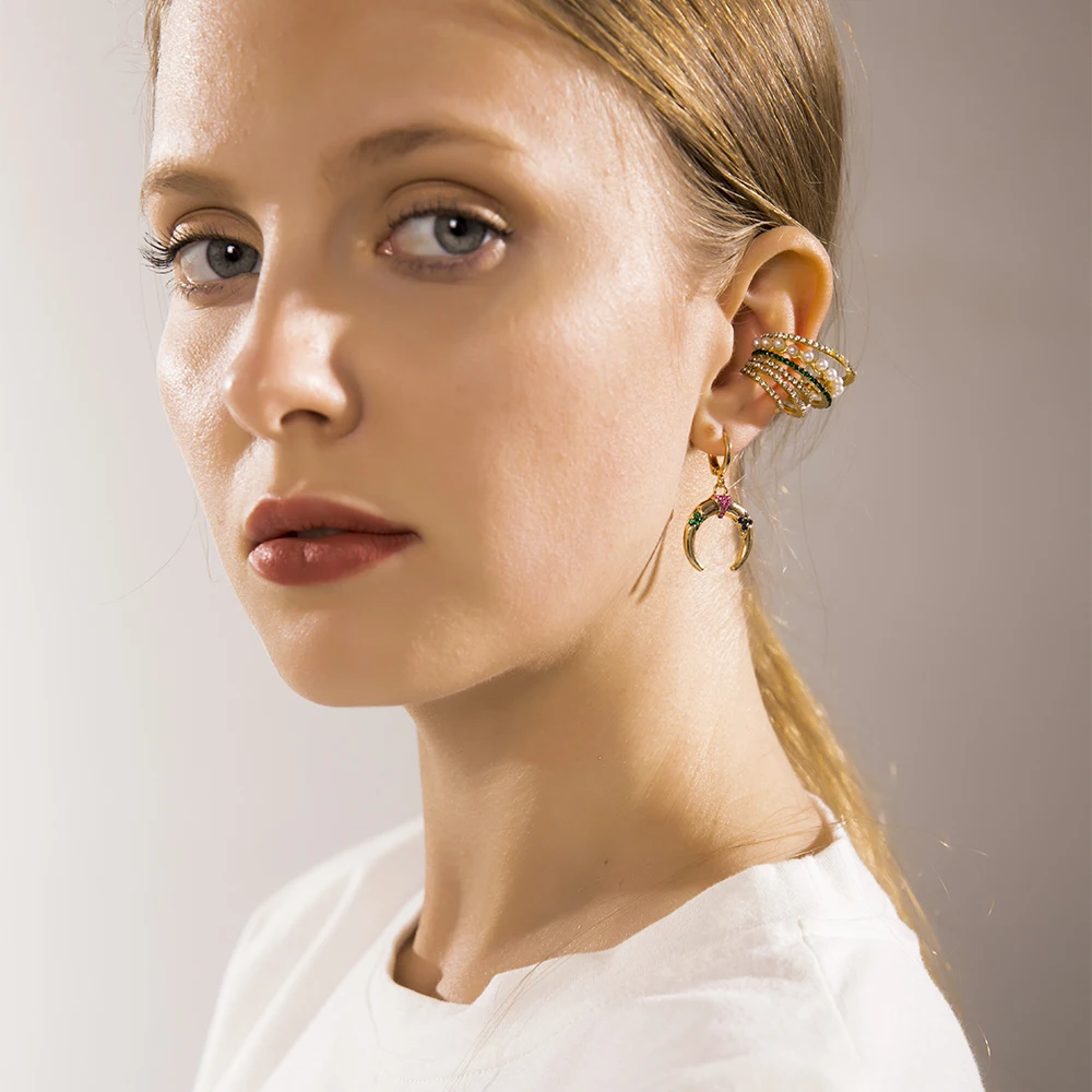 Ear Clip Earrings Clip Earrings Ear Clip Ear Accessories Wide Ear Cuffs Clip on Earrings for Women Without Piercing Pearl Crystal Cartilage Earcuffs Wedding Ear Clips Jewelry
