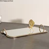 Metal Glass Mirror Storage Tray Gold Oval Dotted Fruit Plate Small Items Jewelry Display Tray Mirror 45*30cm/35*20cm 5