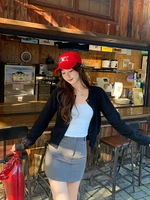 Women's Knitted Open Cardigan Loose Fit Thin Winter Outerwear Yellow Top Casual Sle Long Sve round Ne Button down