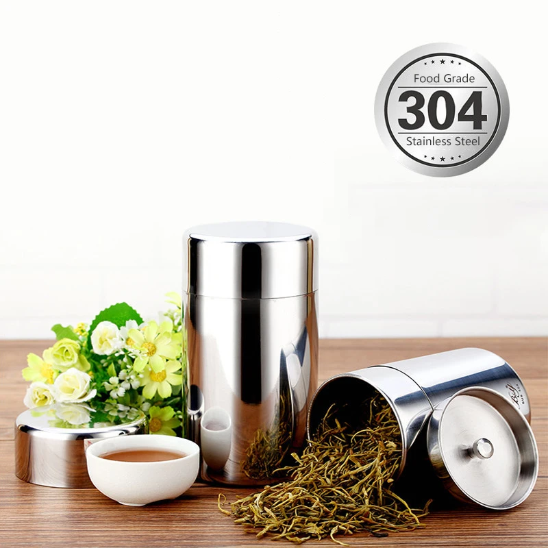 Draagbare reistheeblik 304 roestvrij staal voor levensmiddelenkwaliteit Theebus Draagbare kleine luchtdichte blikken Melkpoederblikken Metalen koffieblikken_voghion.com