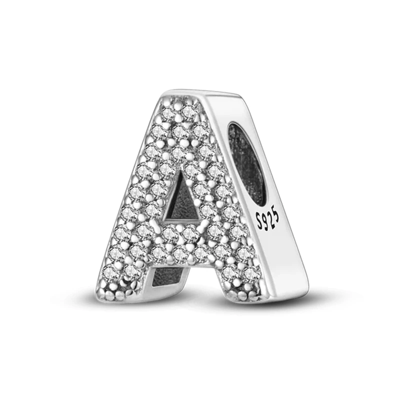 Charm 100% 925 sterling silver fashionable letters A-Z pendant name pendant bead original pendant bracelet jewelry gift 4