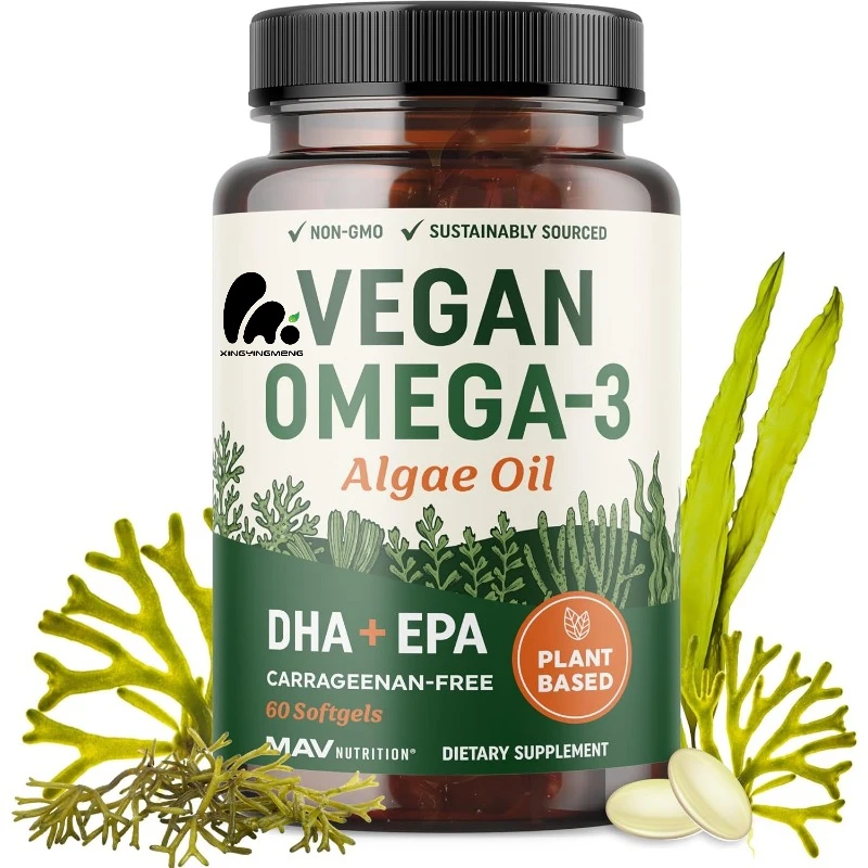 Pure Omega 3 algae oil Plant based DHA EPA non GMO overall health Fish oil substitute 60 capsules soft capsules