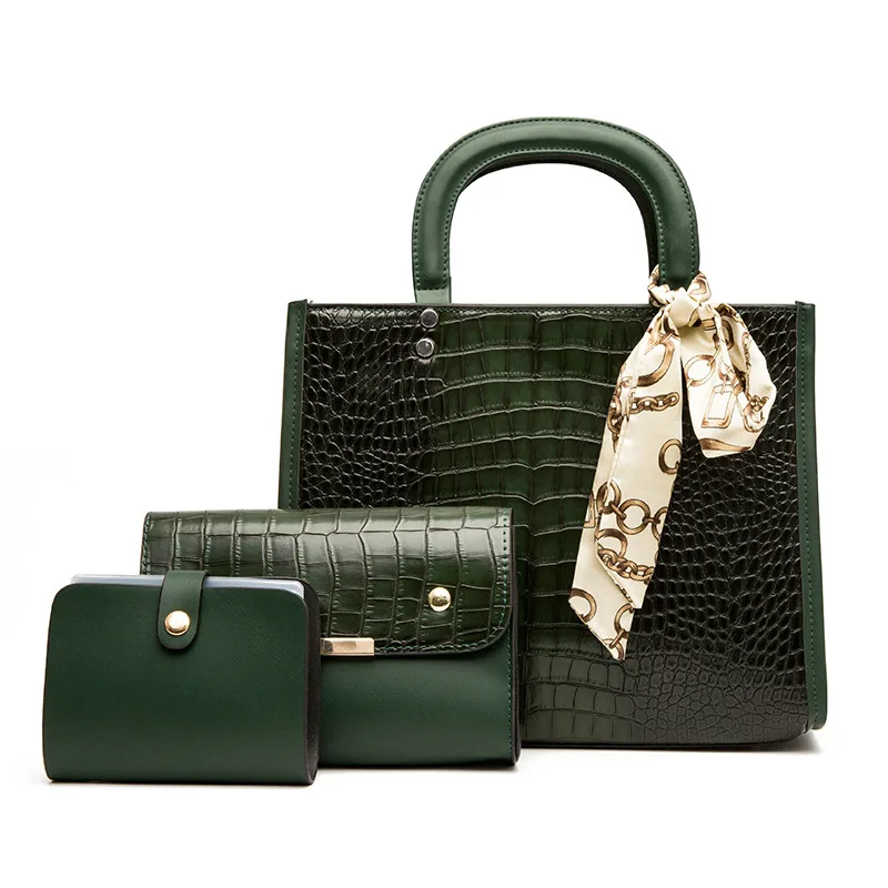 2023 European and American Crocodile Pattern Fashion Multi piece Set Women's Bag Trend Shoulder Bag Handbag Women's Mother Bag