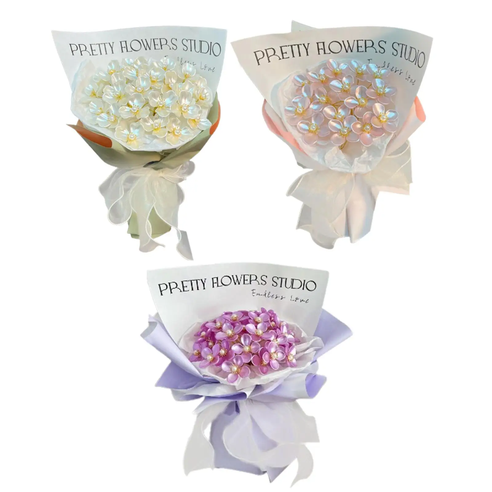 DIY Simulation Magnolia Flower Bouquet Artificial Flowers Elegant Unfinished Material Kits Home Decor